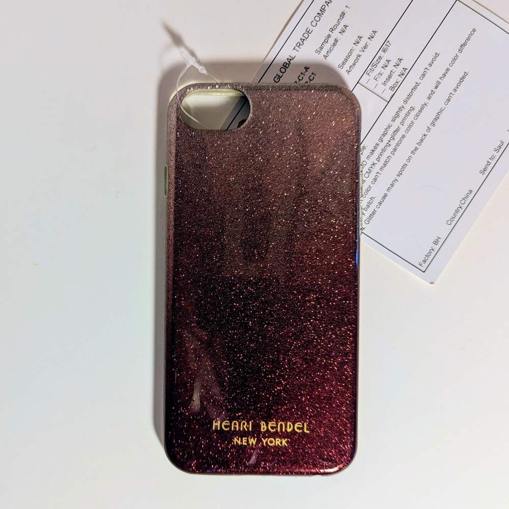 NWT - Henri Bendel - Smooth Glitter iPhone 6/7 Case - Red And Champagne Gradient
